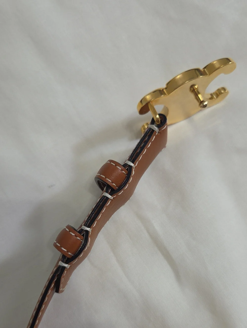 Celine Triomphe Belt Camel Brown Leather 85cm